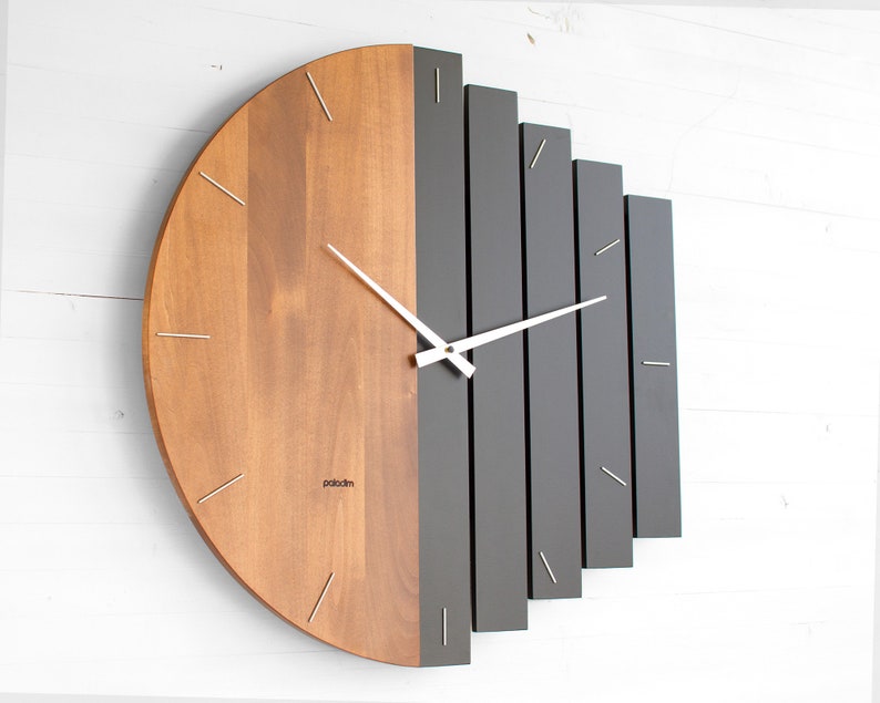 60cm / 24 Oversized Industrial Style Wall Clock, Big Round Wooden Massive Design Office, Restaurant, Hotel Clock Wall Decor, Giant MIXOR image 3