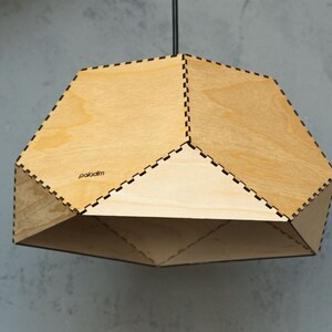 Geometric Wood Pendant Light, Dodecahedron Semi Solid, Modern Industrial Home and Office Lighting, 3mm Birch Plywood Laser Cut image 4