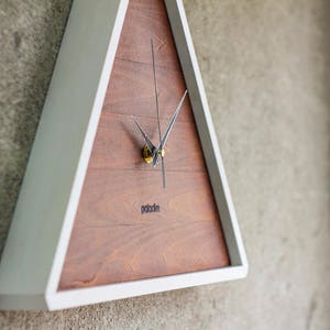 Modern Clock Triangle Wood Wall Clock Ideal for Your Geometric Decor image 5