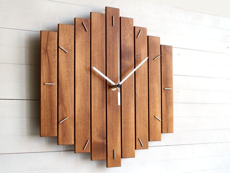 Component Wooden Wall Clock 12 The ROMB Industrial Modern Home or Office Decor, Housewarming Gift image 3