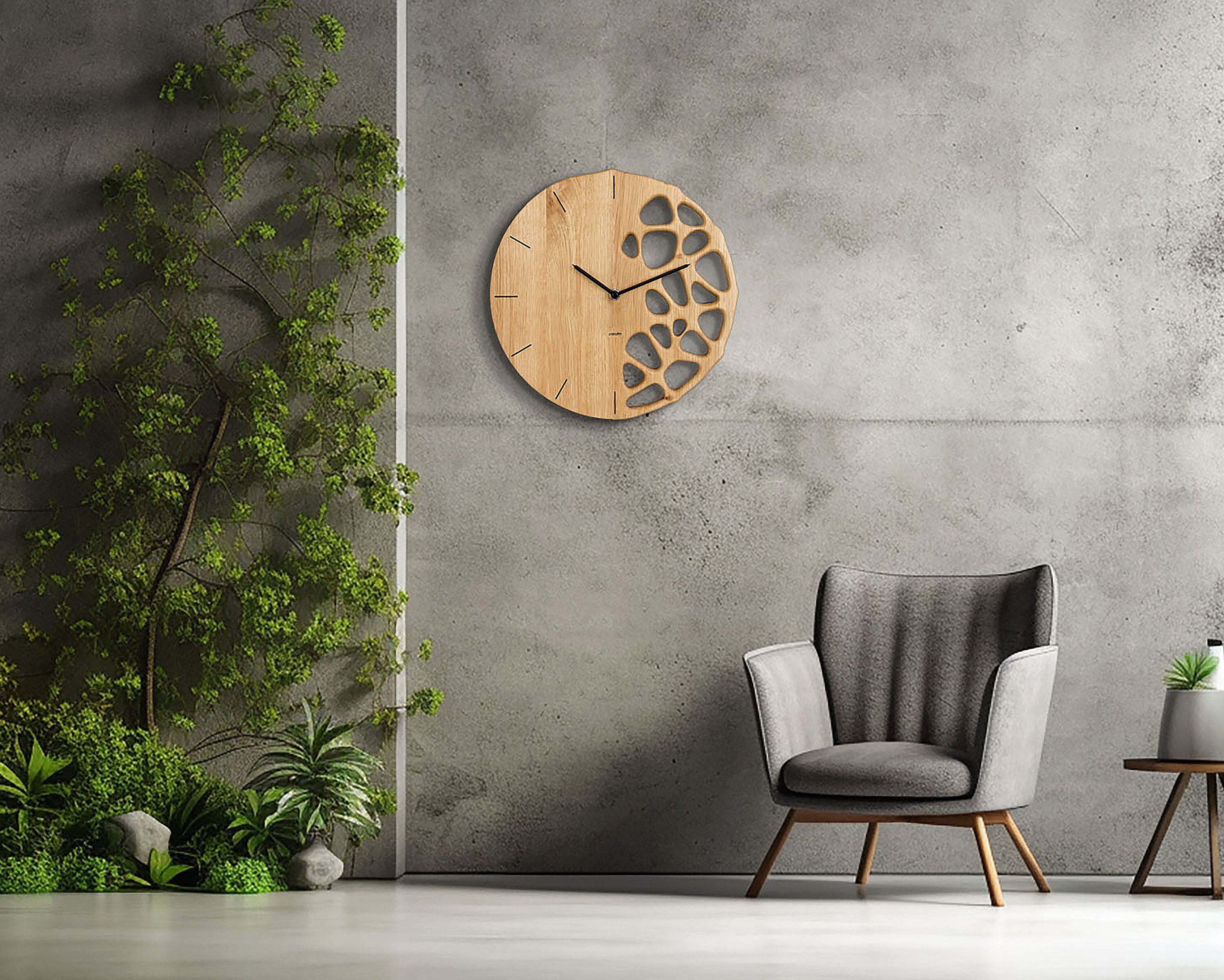 KLETKA Oak Wall Clock 12, 30cm Topology Optimized Wall Decor