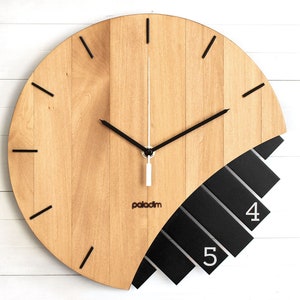Boss Office Wall Clock, Manager Gift, TIME IS MONEY Laser Engraving, Unique Handcrafted 12 Wood Wall Clock, Designer Art Decor by Paladim image 2