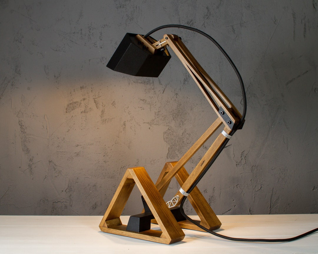 Futuristic Desk Lamp Wooden Articulated Light Desk Lighting Wooden Desk Lamp Mens Gift Bespoke Lighting by Paladim Etsy Canada