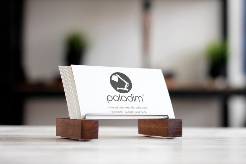 Desk Card Holder Business Decor Vizitak Wooden Office Accessories Paper