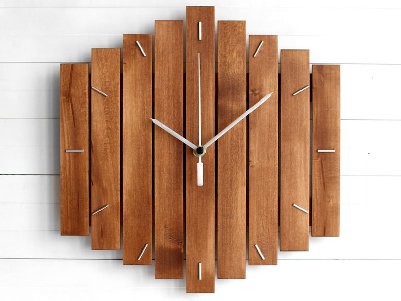 Component Wooden Wall Clock 12 The ROMB Industrial Modern Home or Office Decor, Housewarming Gift image 1