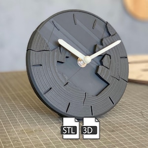 3D STL Desk Clock Model, DIY 3D Printable Digital Design Download, Home Decor Gift for Makers, Desk Accessory, &quot;VREME 3&quot;