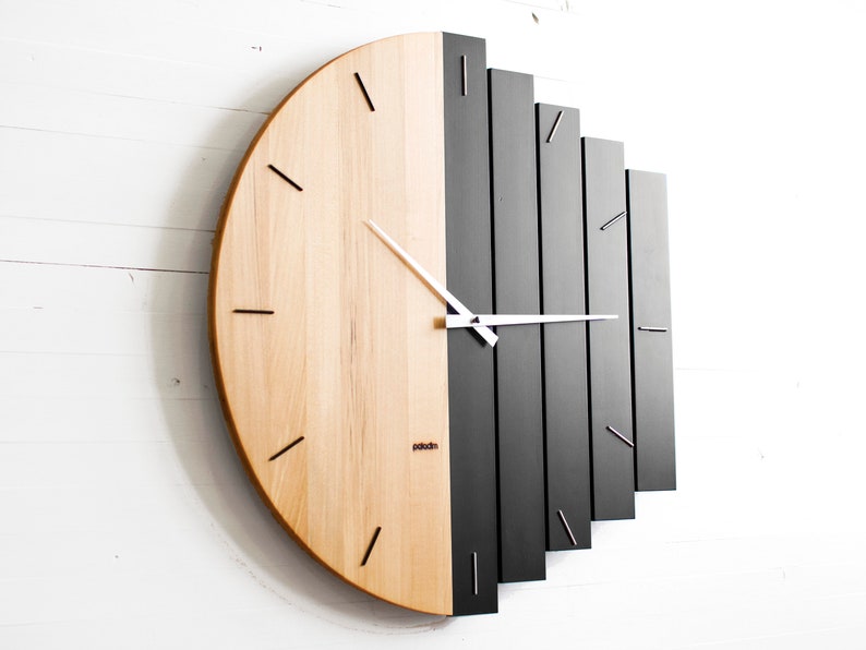 60cm / 24 Oversized Industrial Style Wall Clock, Big Round Wooden Massive Design Office, Restaurant, Hotel Clock Wall Decor, Giant MIXOR image 7