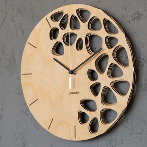 Topology Wall Clock, Geometric Design Wall Decor, KLETKA Lite wall clock remake, Made of 4 Layers of 3mm Birch Plywood, Laser Cut Wall Clock image 6