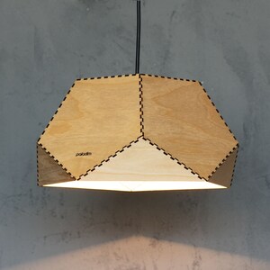 Geometric Wood Pendant Light, Dodecahedron Semi Solid, Modern Industrial Home and Office Lighting, 3mm Birch Plywood Laser Cut image 3