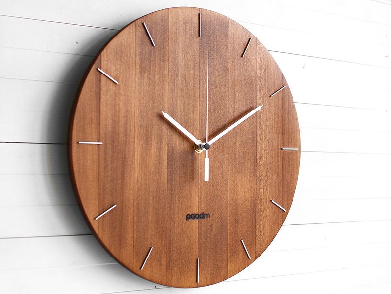 Wooden Round Wall Clock 12 The OVAL Modern/Contemporary Industrial Style Home and Office Decor, Housewarming Gift image 3