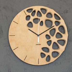 Topology Wall Clock, Geometric Design Wall Decor, KLETKA Lite wall clock remake, Made of 4 Layers of 3mm Birch Plywood, Laser Cut Wall Clock imagem 3