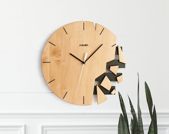 Designer Wall Clock, Wooden Artistic Decor or Gift - VREME by Paladim Design Studio, Shattered and Broken Time Abstraction
