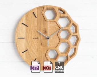 Hexagonal CNC Wall Clock Design - Dxf + Step/Stp Files for Router - DIY Project