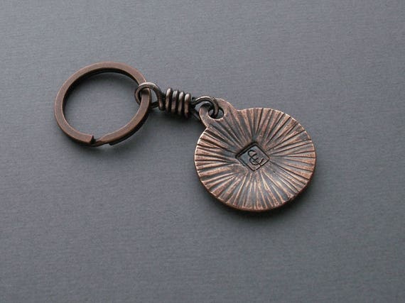 Helm//clock keyRing chain antiqued bronze gift handmade glass cabochon gift
