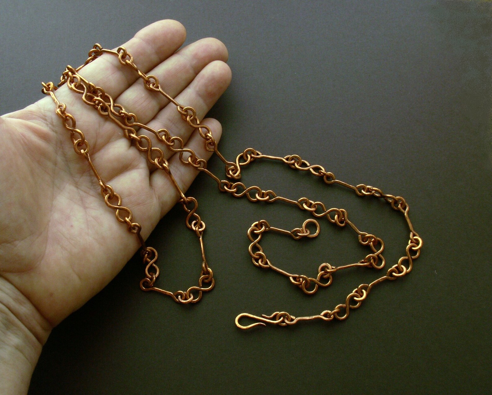 Copper Anniversary, 7th Anniversary Gift, Long Copper Chain Necklace