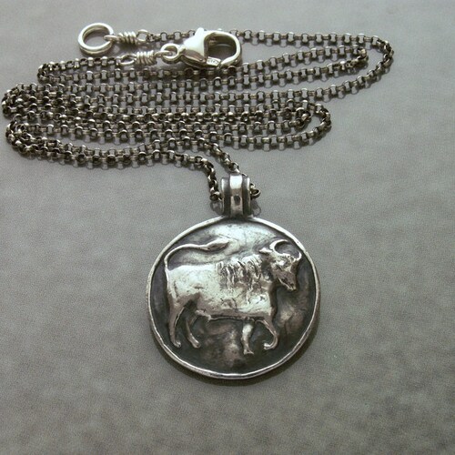 Taurus necklace, Taurus Zodiac sign shops necklace, Small silver pendant, astrology jewelry, Taurus Zodiac sign handmade, fine silver jewelry