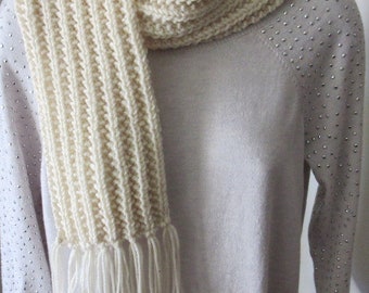 Beige Hand Knitted Scarves  . . . a gift for mom, grandmother, aunt, friend