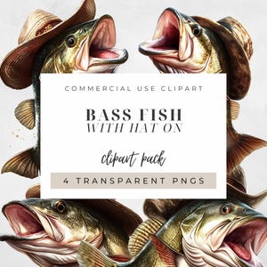 Paquete de imágenes prediseñadas de lubina con sombrero, PNG transparente, descarga instantánea, lubina negra, decoración personalizada, descarga instantánea, diseño digital de peces, papá