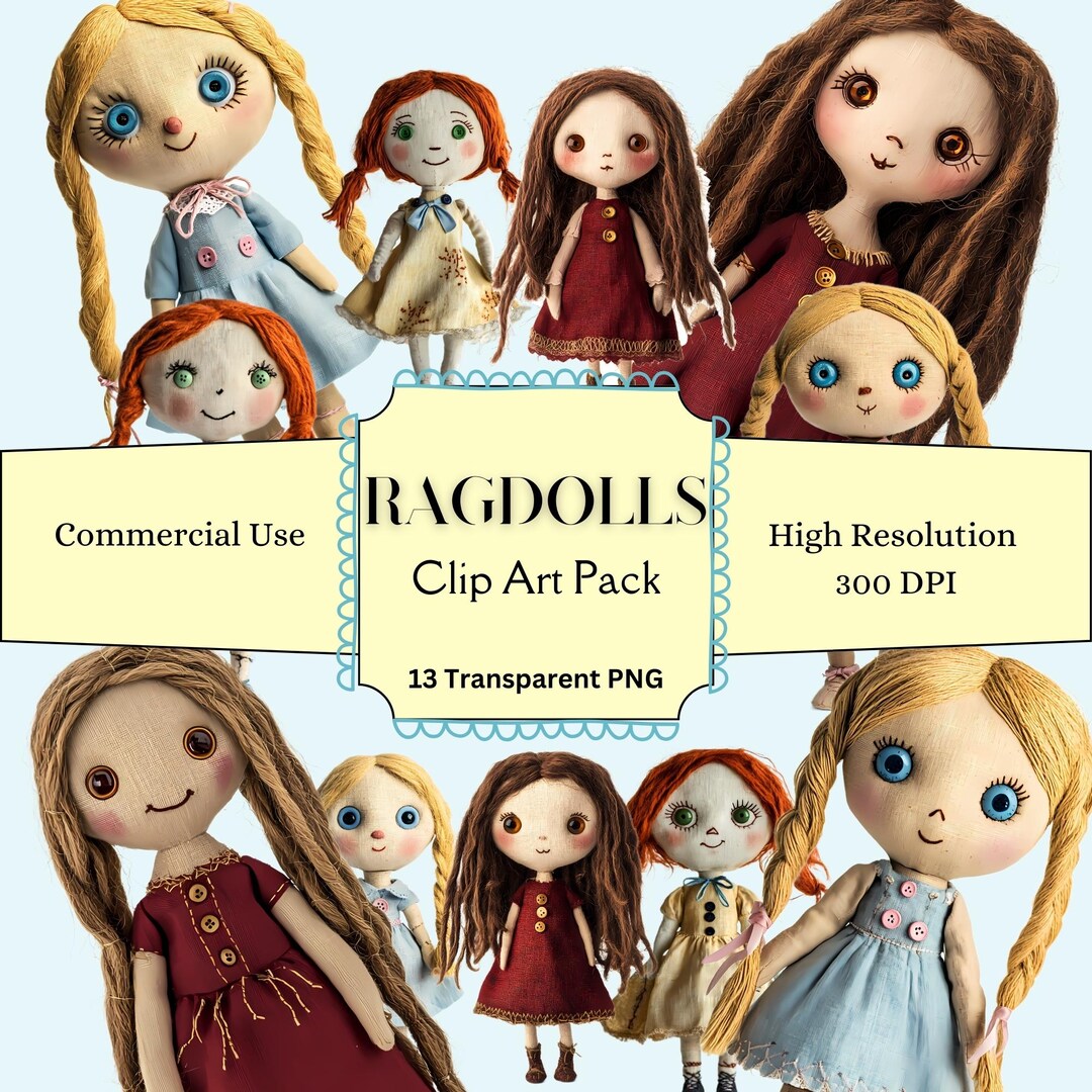 Fat Ragdoll Clip Shabby Chic Ragdoll Clip Art Pack, 13 Transparent PNG, Instant Download ...