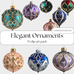 Elegant Ornaments Clip Art Pack, 75 Transparent PNG, Instant Download, Commercial Use,Intricate Festive Decoration, Card Making, Custom