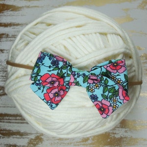 Baby Headband, Sailor Hair Bow, Fabric Hair Bow, Toddler Headband, Newborn Headband, Infant Headband, Nylon Headband, Hair Clip, Floral