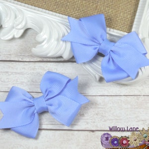 BLACK FRIDAY -Periwinkle Small Pig Tail, Side Spike Bows Set, Baby Hair Bow Clip Set, Twin Bow Set, Bow Pair, Pigtails, Little Girl Hair Bow