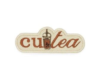 Boba Embroidered Patch • Cu-tea Flirty Bubble Tea Themed Iron-On Patch for Bags and Jackets