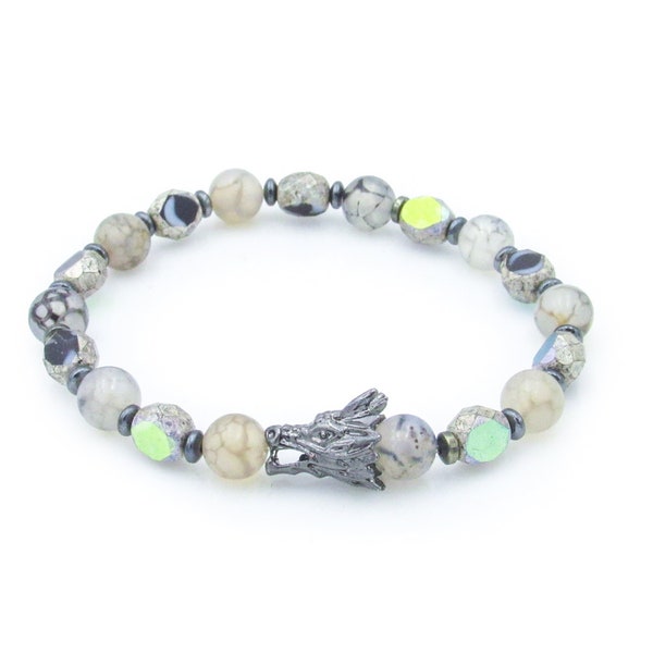 Dragon Vein Agate Stretch Bracelet for Year of the Dragon • Lunar New Year Style for 2024 • Androgynous Fashion Accessory