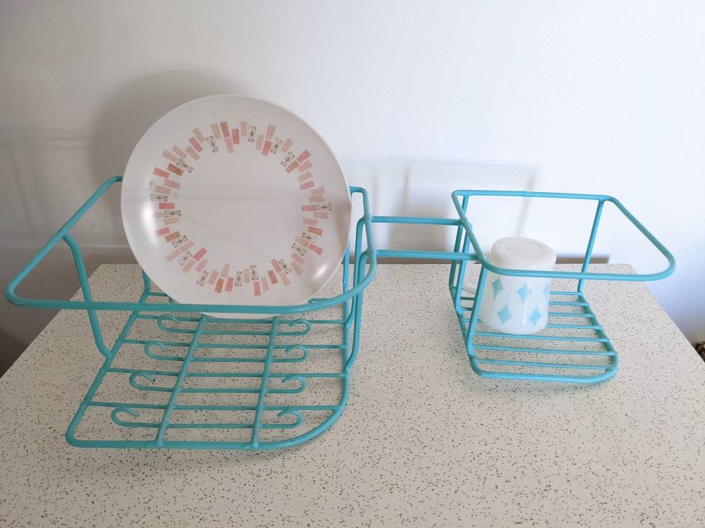 Vintage 1990s Rubbermaid Hunter Green Vinyl Coated Wire Twin Sink Dish  Drainer Rack MPN 6008 W/utensil Holder Iconic 1990s Kitchen 