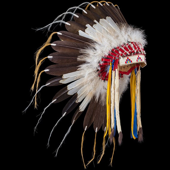 War / Plains style Rare feather headdress Etsy