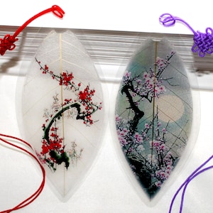 2pc Cherry Blossom Flower Leaf Bookmarks - Made from Real Tree Leaves