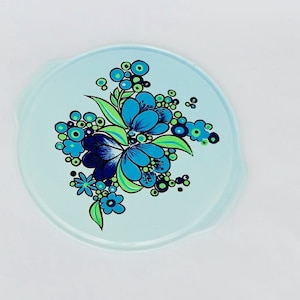 Vintage cake plate plate serving 70s mint handmade