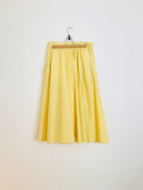 Vintage Summer Skirt Skirt S M Yellow Pockets Butt