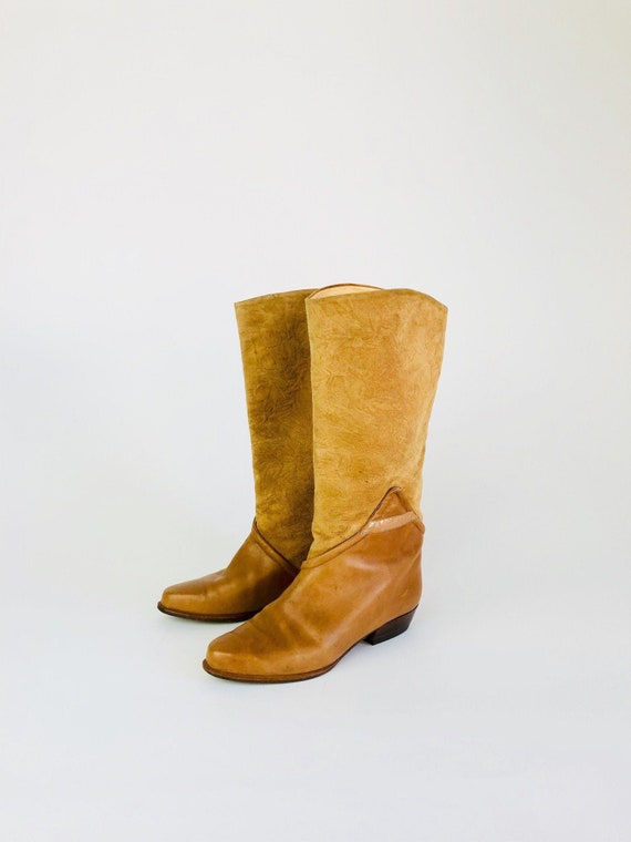 Vintage leather boots 36 boots genuine leather bro