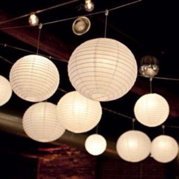 10pcs 12"/30cm White Paper Lanterns Wedding Engagement Anniversary Birthday Party Christening Hanging Table Centrepiece Shop Bar Event Decor