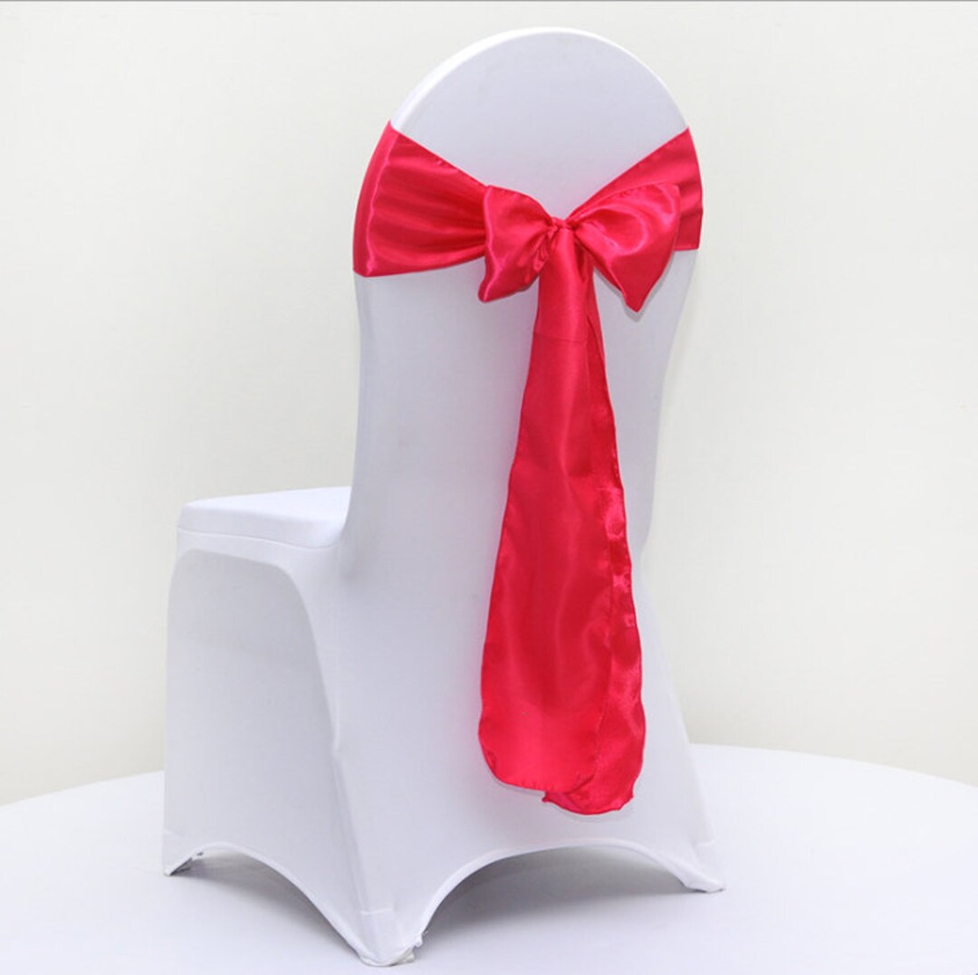 25-200pcs Hot Pink Satin Chair Sashes Chair Bow Chair Ties Ribbon Table ...