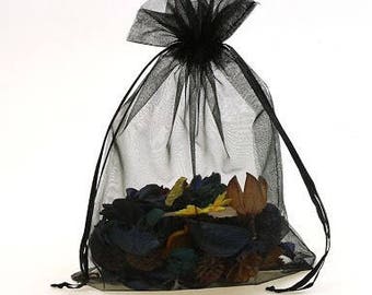 Black Organza Pouch Bags with Drawstring - Wedding Party Favour Bag - Baby Shower Gift Bag - Fragrance Sachet