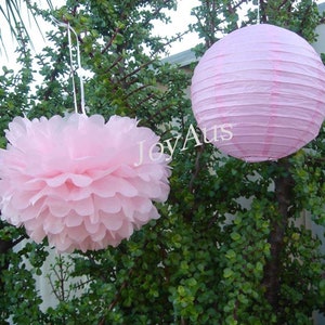 Pink Tissue Pom Poms Paper Lanterns Ball Flower Wedding Engagement Girl 16th Birthday Garden Party Bridal Baby Shower Venue Home Decoration image 1