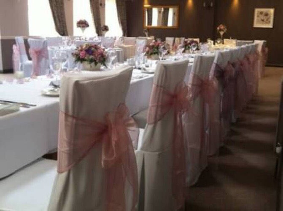 25150 Dusty Pink Organza Chair Sashes Bows Tie Ribbon Wedding Etsy