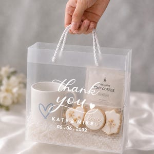 100 bolsas de regalo personalizadas con monograma impreso a medida, semitransparentes, con efecto escarchado / Bolsas de regalo personalizadas para fiestas de cumpleaños con logotipo de empresa