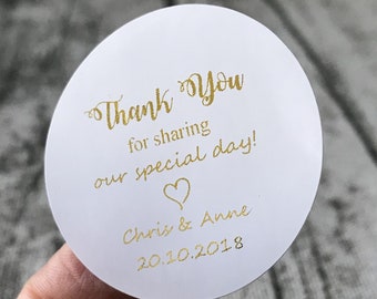 100 Rose Gold Foil Round Thank You Favour Stickers Personalized Wedding Gift Stickers Birthday Baby Shower Stickers Silver Pink Blue Foil