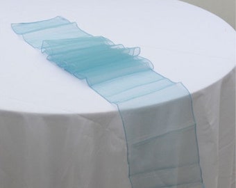 Dusty Blue Organza Table Runners Engagement Wedding Banquet Ceremony Birthday Anniversary Sheer Chair Sashes Party Dining Table Decorations