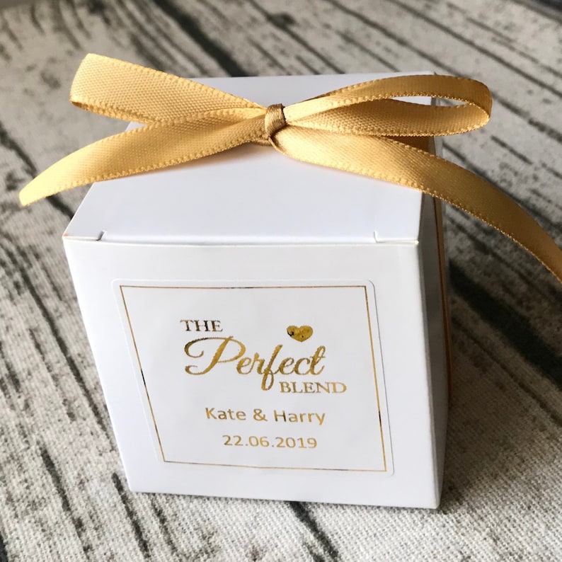 40x White Wedding Favour Boxes With Personalized Gold Foil Etsy