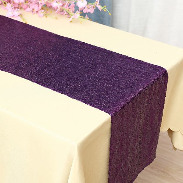 Glitter Sequin Purple Table Runners Engagement Wedding Banquet Ceremony Feast Birthday Anniversary Sparkling Party Dining Table Decoration