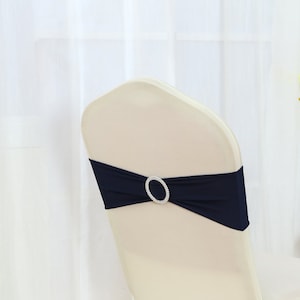 Navy Blue Spandex Chair Bands Chair Sashes Bow Tie Ribbon Wedding Engagement Birthday Anniversary Party Reception Bouquet Chair Decoration