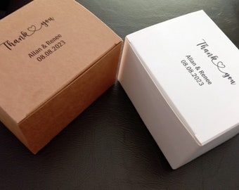 100x Kraft or White Paper Boxes Bomboniere Personalized Favour Boxes Wedding Christmas Party Gift Chocolate Bakery Cookie Cake Candy Boxes