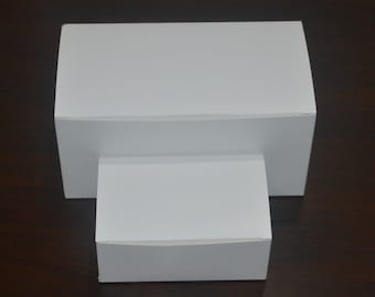 100x White Rectangle Paper Box | Wedding Christening Baptism Party Cake Slice Favor Gift Box | Candle Shot Glass Soap Product Packaging Box