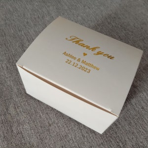 20x White Paper Boxes Personalized  Rose Gold Silver Blue Foil Wording Gift Boxes Wedding Favor Thank You Christmas Party Gift Glass Boxes
