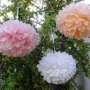 18 pezzi di carta velina bianca rosa pesca misura mista pompon - decorazione da appendere matrimonio baby shower festa compleanno della ragazza dolce 16 addio al nubilato