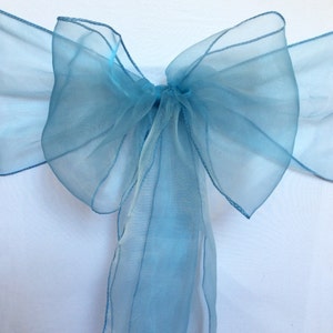 25-150 Dusty Blue Organza Chair Sashes Chair Ties Wedding Banquet Ceremony Feast 21st Birthday Anniversary Engagement Party Venue Decoration